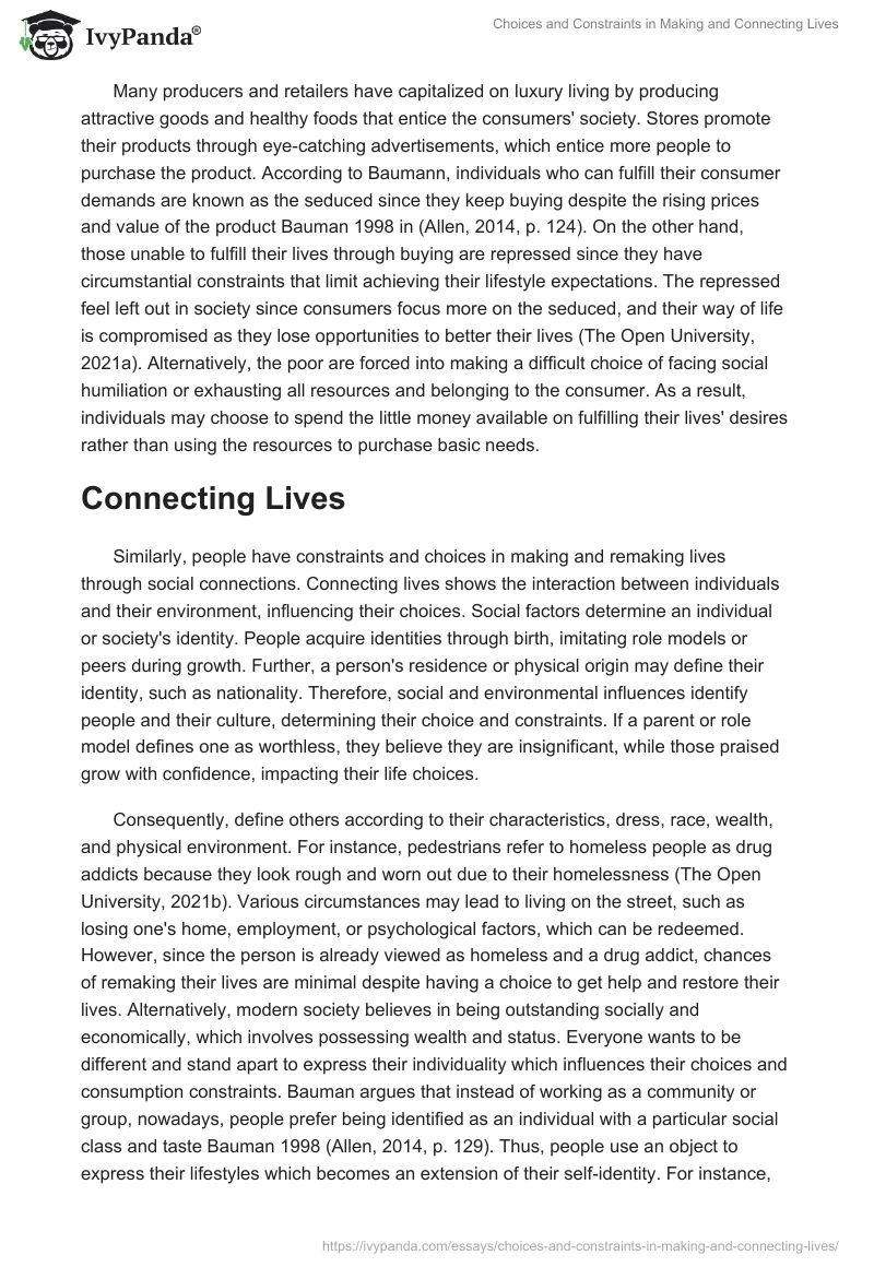 Choices and Constraints in Making and Connecting Lives. Page 3