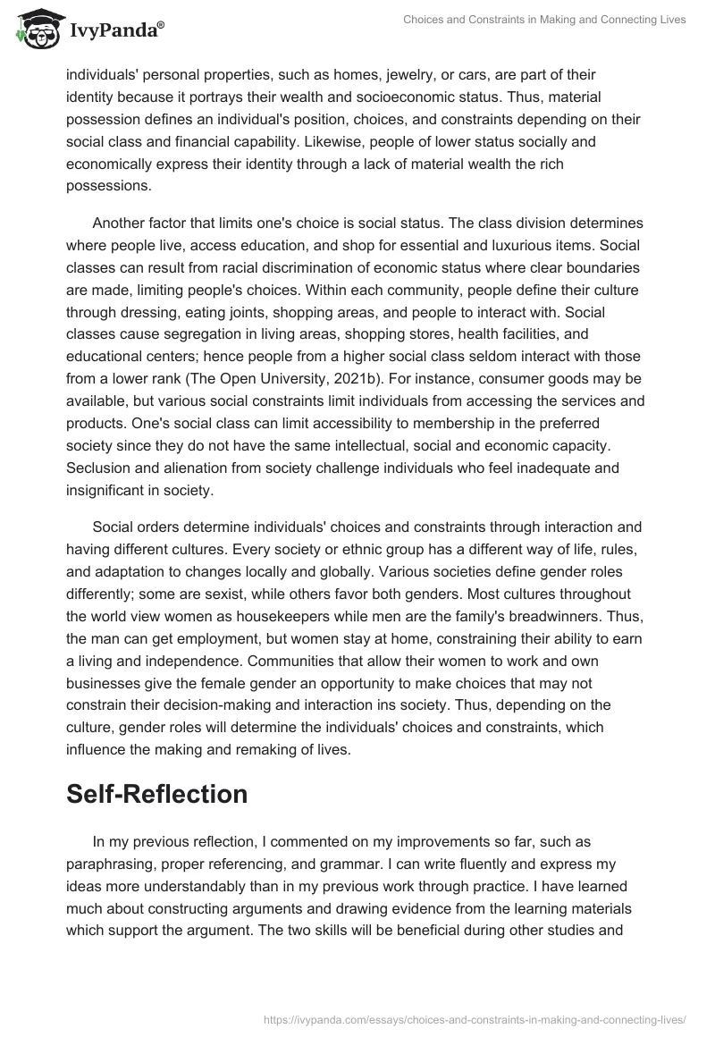 Choices and Constraints in Making and Connecting Lives. Page 4