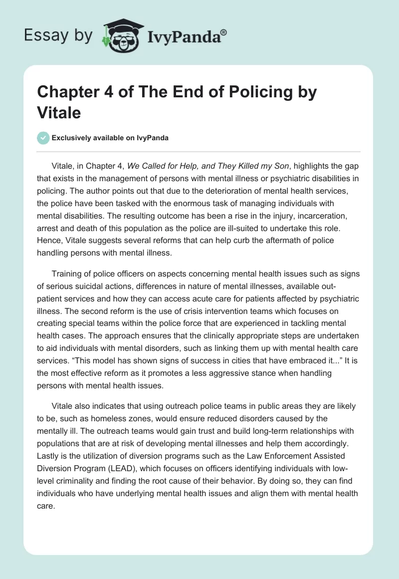 Chapter 4 of The End of Policing by Vitale. Page 1