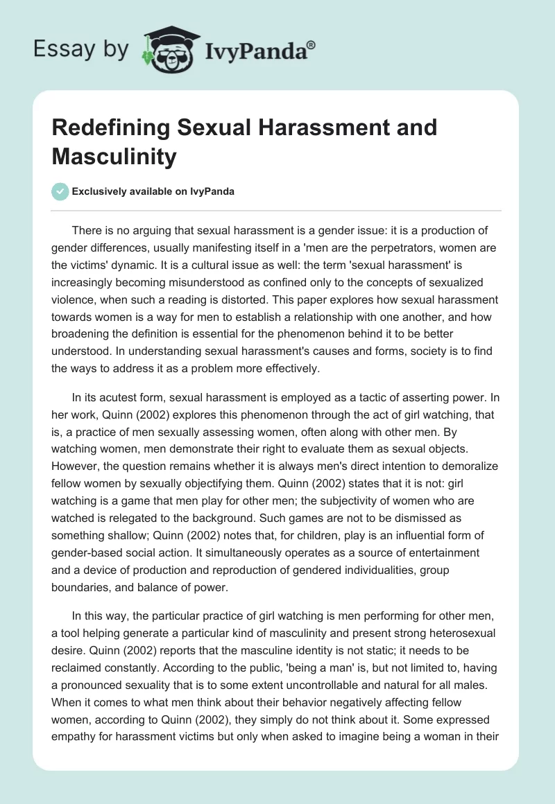 Redefining Sexual Harassment and Masculinity. Page 1