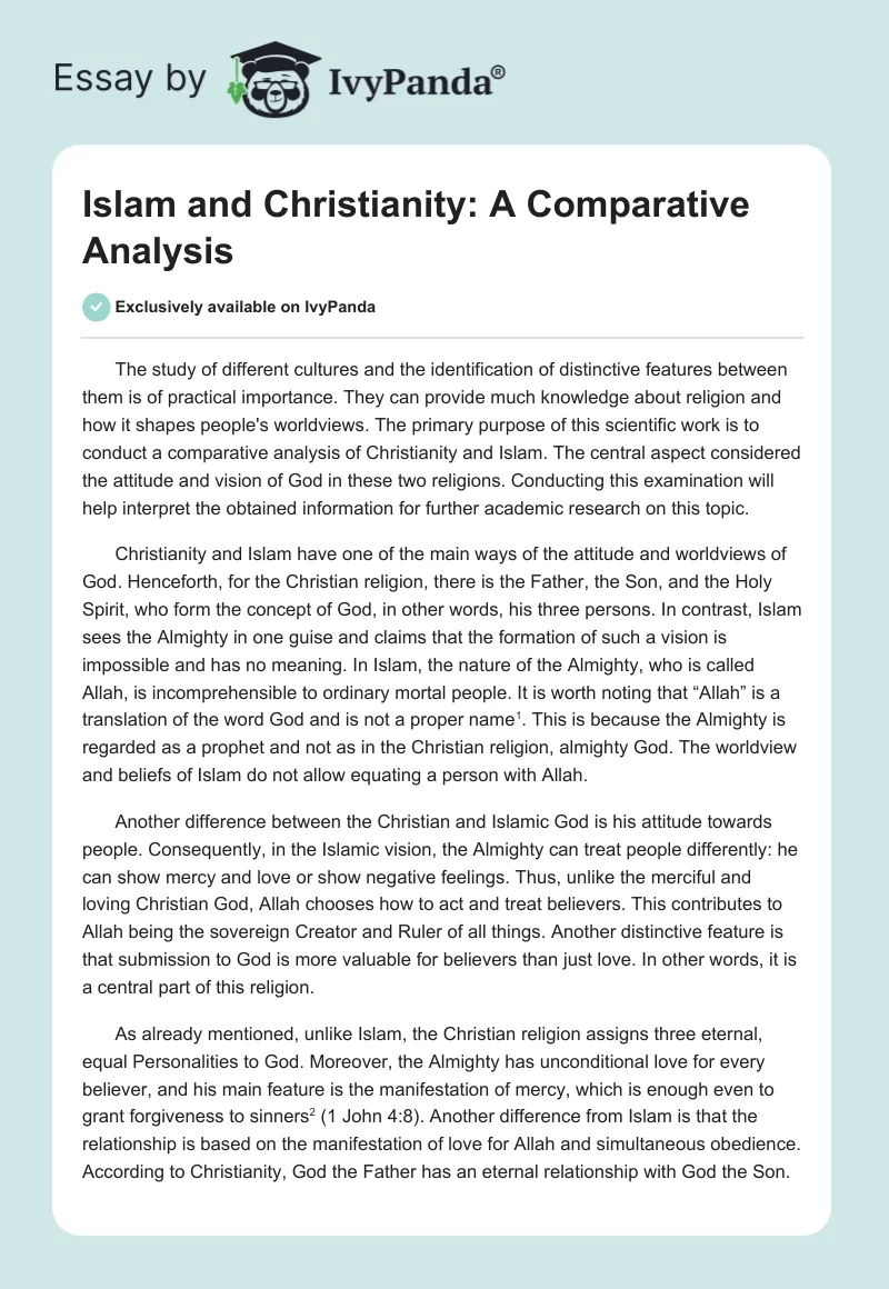 Islam and Christianity: A Comparative Analysis. Page 1