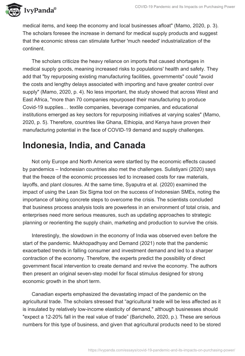 COVID-19 Pandemic and Its Impacts on Purchasing Power. Page 2