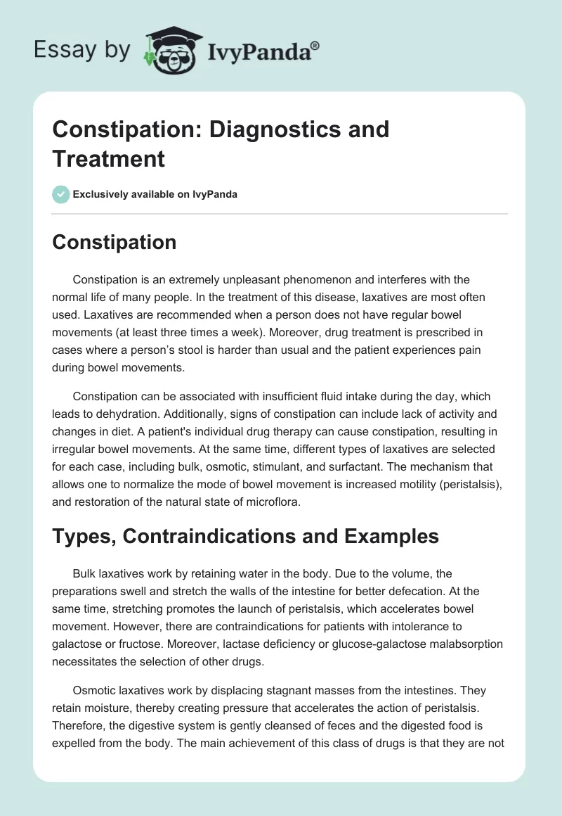 Constipation: Diagnostics and Treatment. Page 1