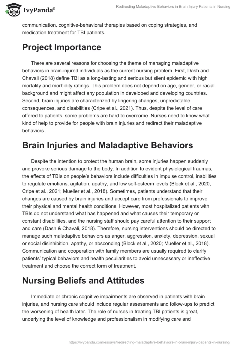 Redirecting Maladaptive Behaviors in Brain Injury Patients in Nursing. Page 2