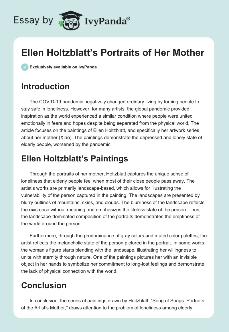 Ellen Holtzblatt’s Portraits of Her Mother. Page 1
