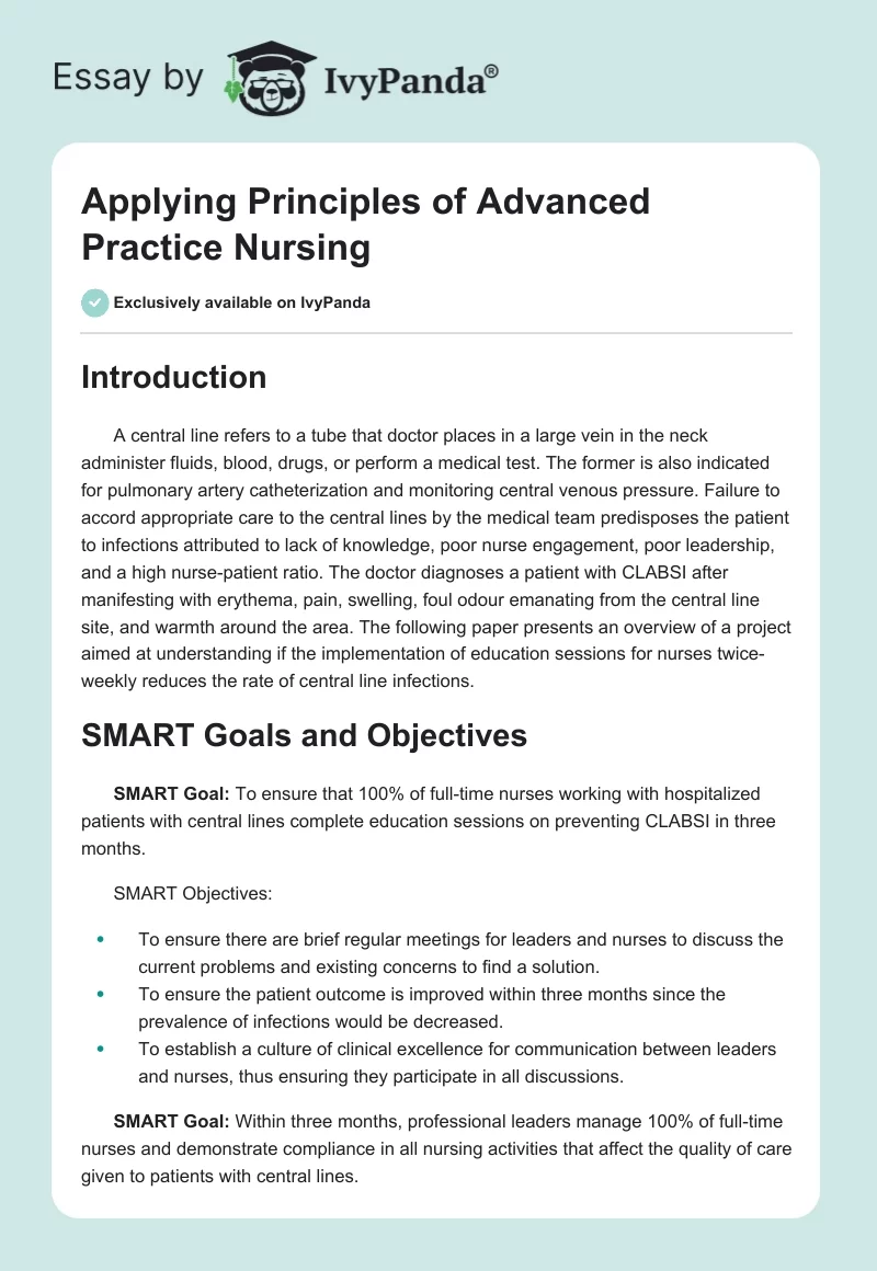 Applying Principles of Advanced Practice Nursing. Page 1