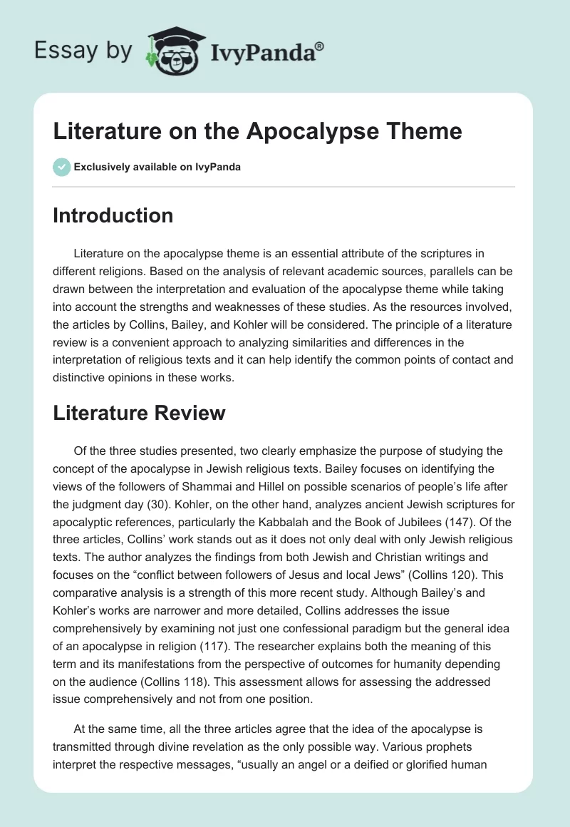 Literature on the Apocalypse Theme. Page 1