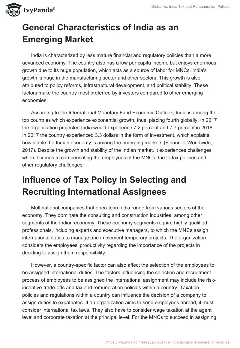 Global vs. India Tax and Remuneration Policies. Page 2
