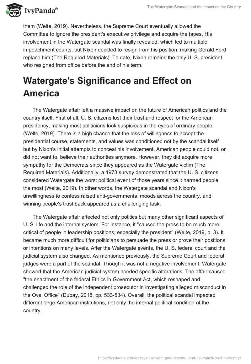 The Watergate Scandal and Its Impact on the Country. Page 2