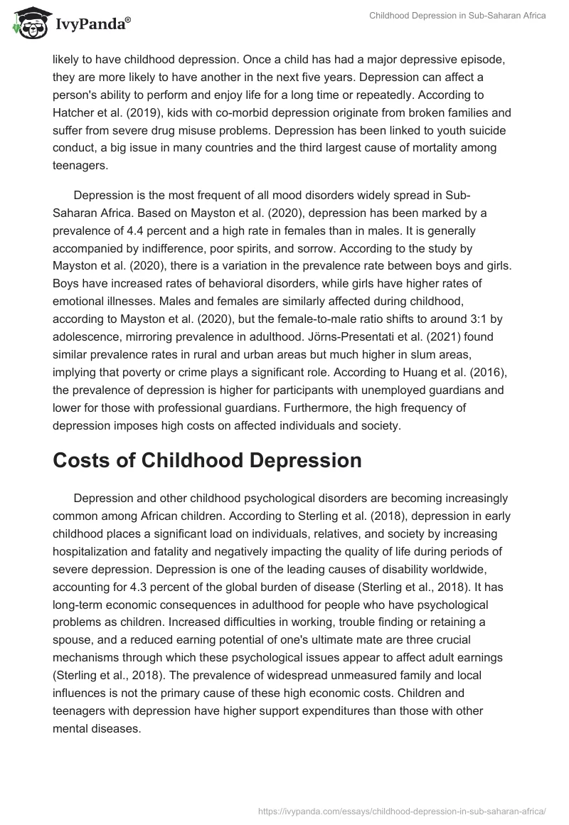 Childhood Depression in Sub-Saharan Africa. Page 2