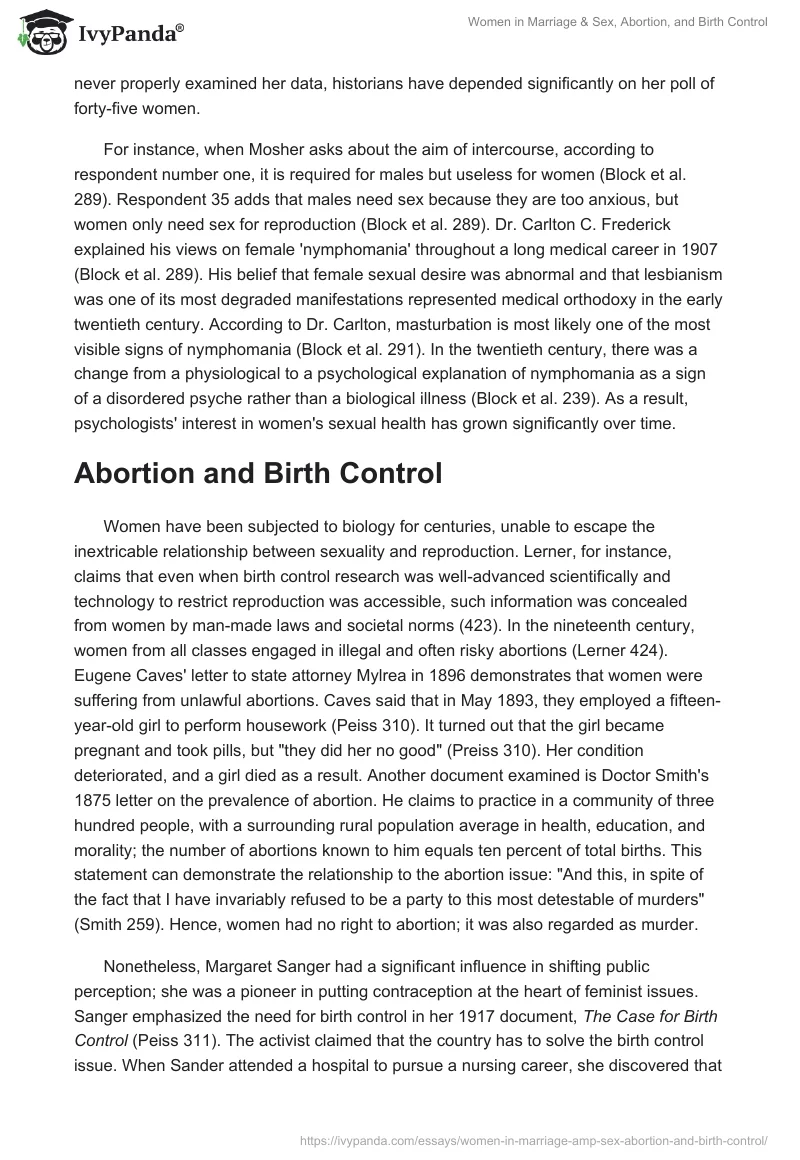 Women in Marriage & Sex, Abortion, and Birth Control. Page 2
