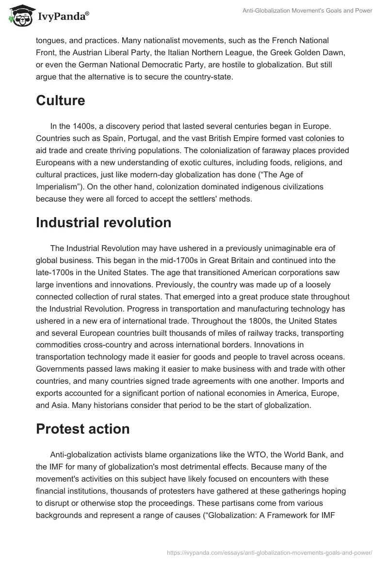 Anti-Globalization Movement's Goals and Power. Page 2