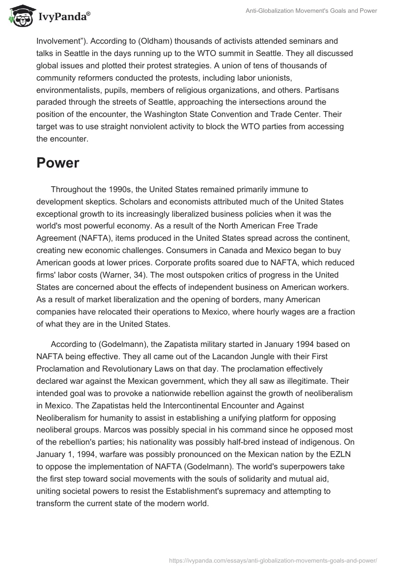 Anti-Globalization Movement's Goals and Power. Page 3
