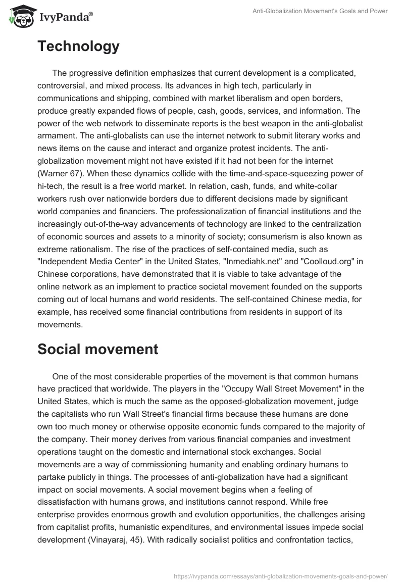 Anti-Globalization Movement's Goals and Power. Page 4