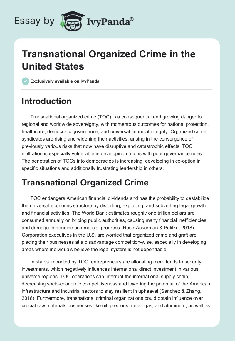 Transnational Organized Crime in the United States. Page 1