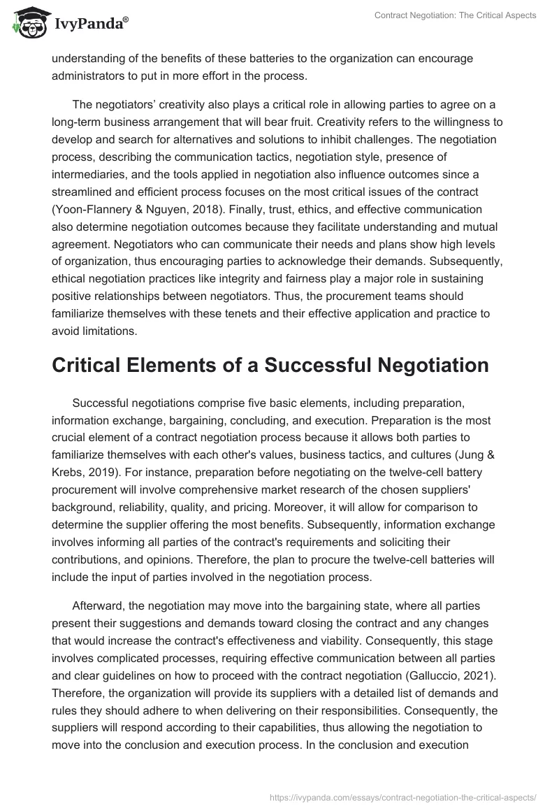 Contract Negotiation: The Critical Aspects. Page 2