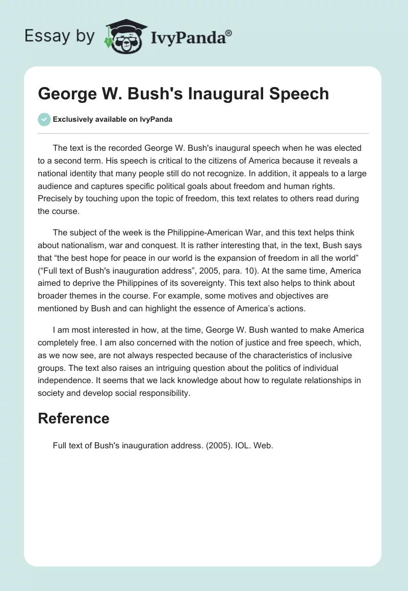 George W. Bush's Inaugural Speech. Page 1