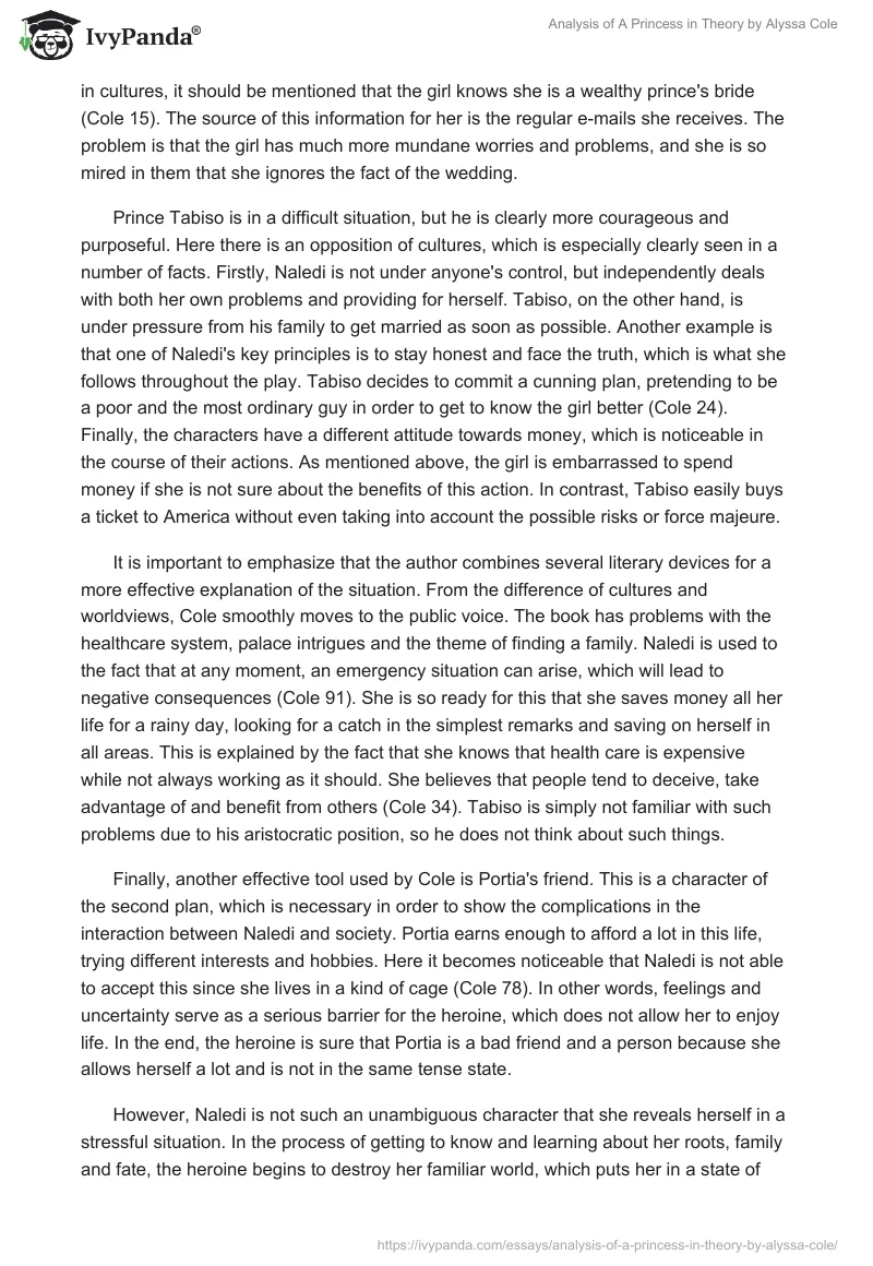 Analysis of A Princess in Theory by Alyssa Cole. Page 2