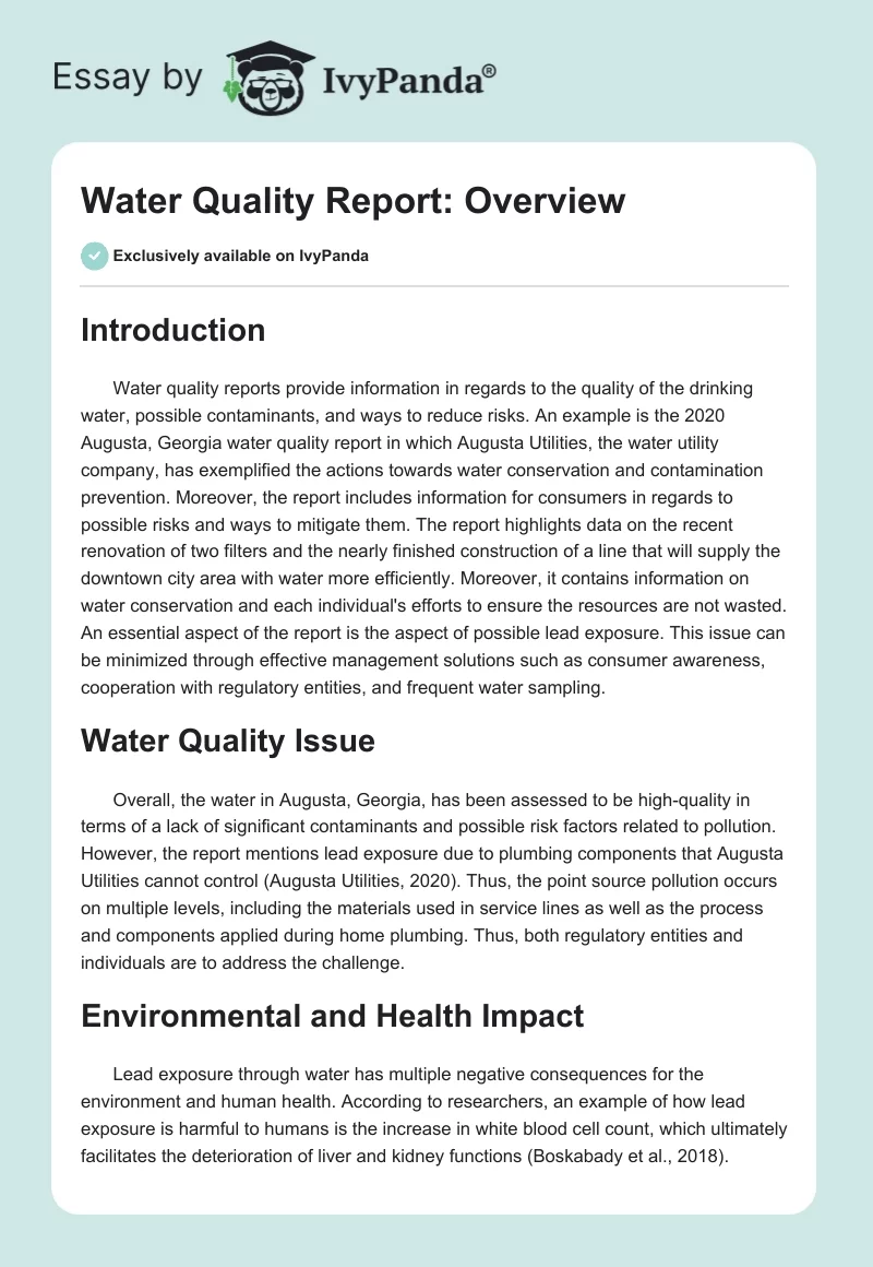 Water Quality Report: Overview. Page 1