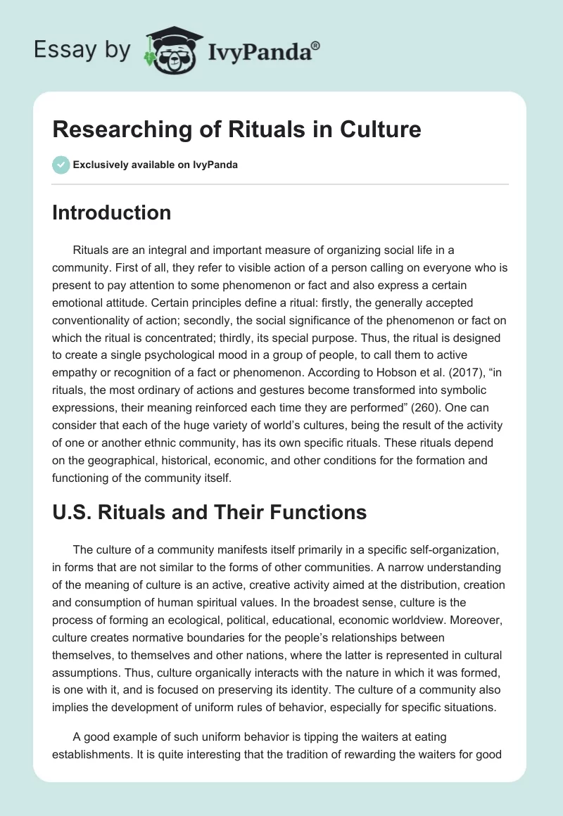 Researching of Rituals in Culture. Page 1