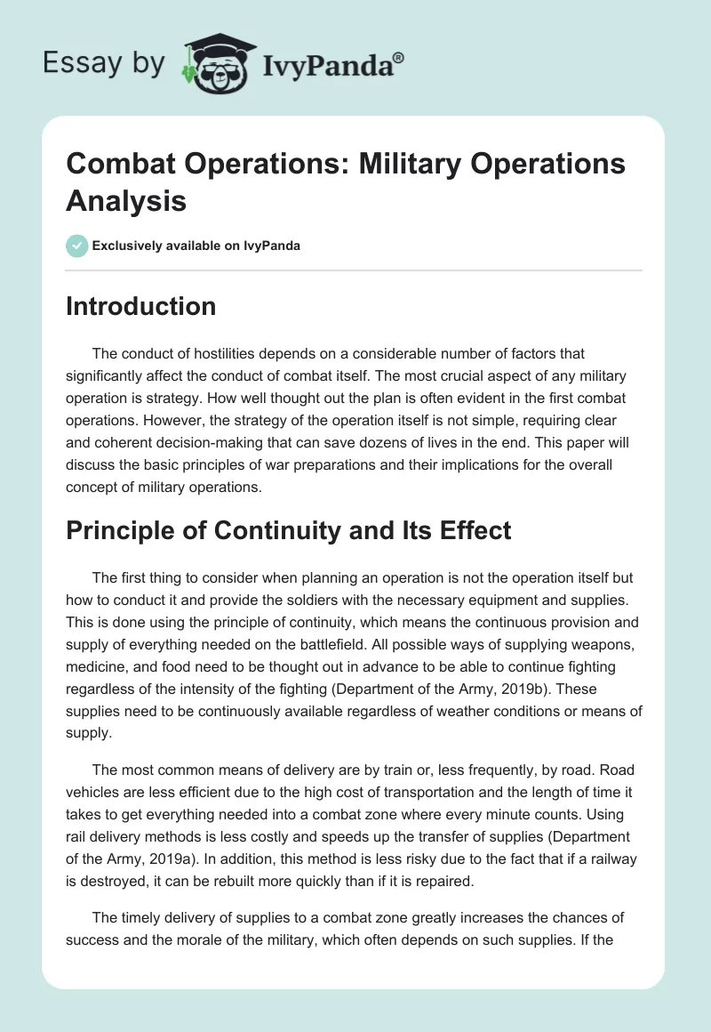 Combat Operations: Military Operations Analysis. Page 1