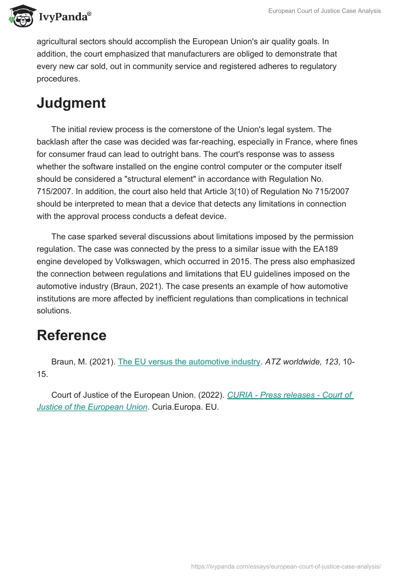 European Court of Justice Case Analysis. Page 3