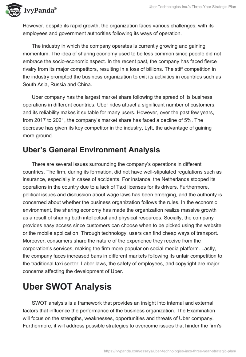 Uber Technologies Inc.'s Three-Year Strategic Plan. Page 3