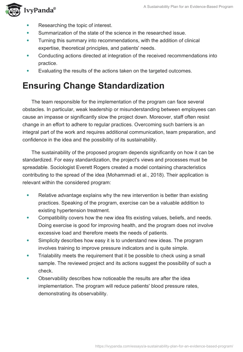 A Sustainability Plan for an Evidence-Based Program. Page 5