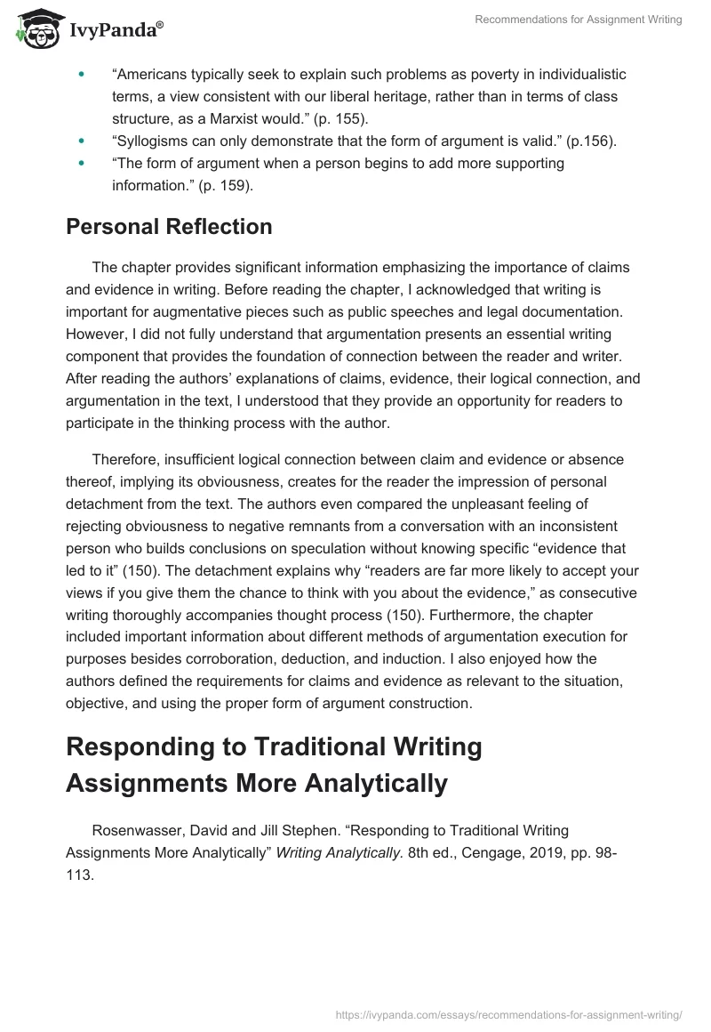 Recommendations for Assignment Writing. Page 2