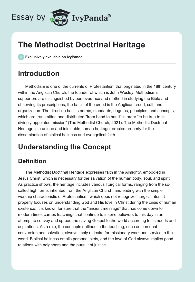 The Methodist Doctrinal Heritage. Page 1