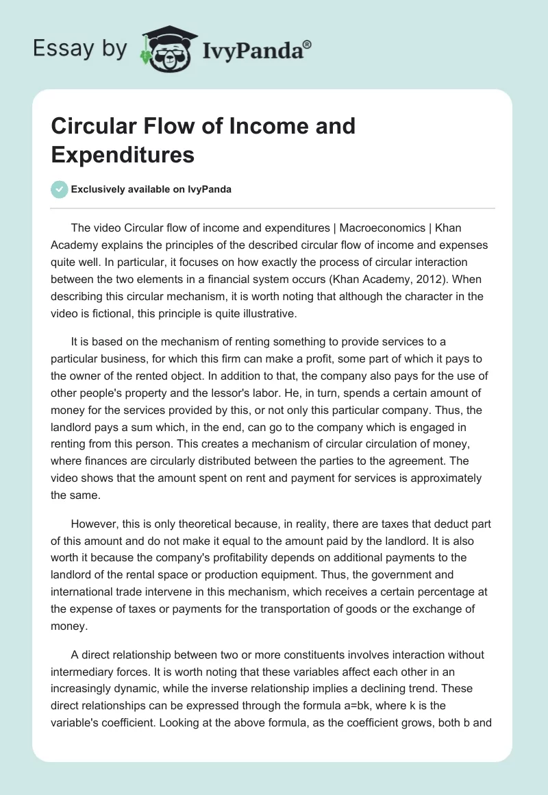 Circular Flow of Income and Expenditures. Page 1