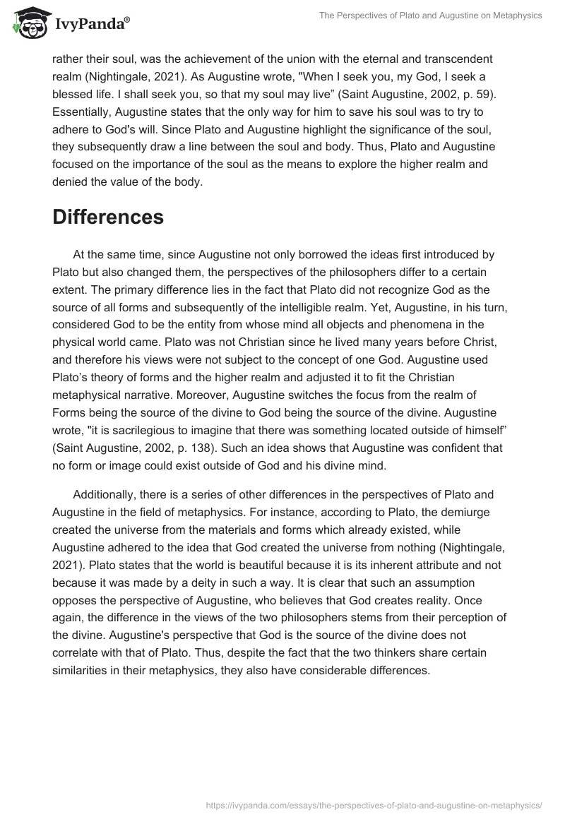 The Perspectives of Plato and Augustine on Metaphysics. Page 3