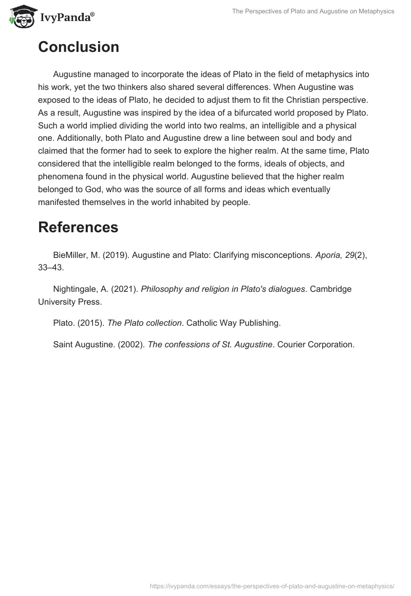 The Perspectives of Plato and Augustine on Metaphysics. Page 4
