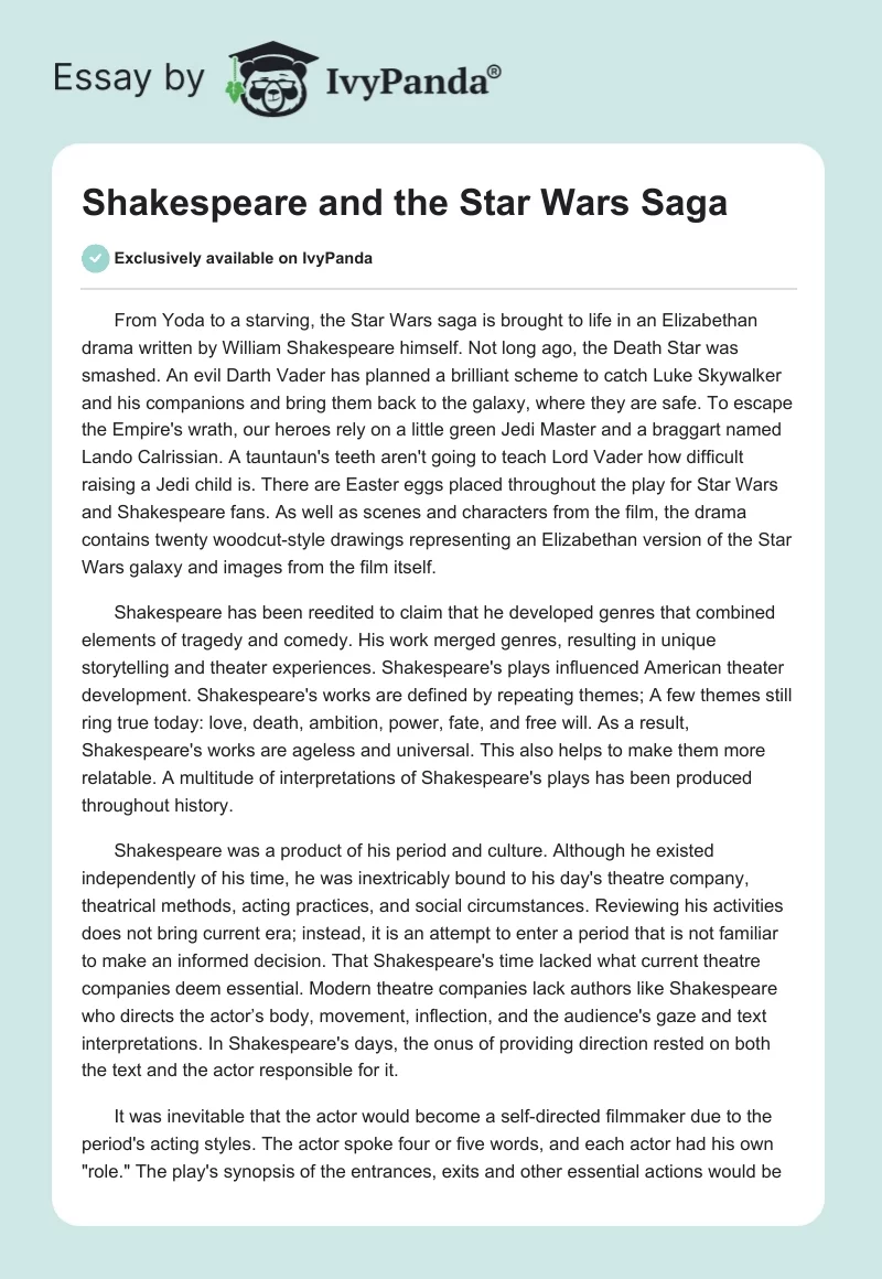 Shakespeare and the Star Wars Saga. Page 1