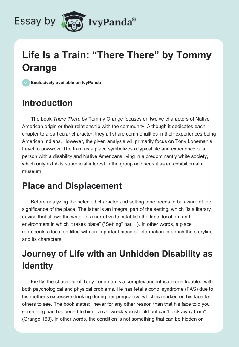 Life Is a Train: “There There” by Tommy Orange. Page 1