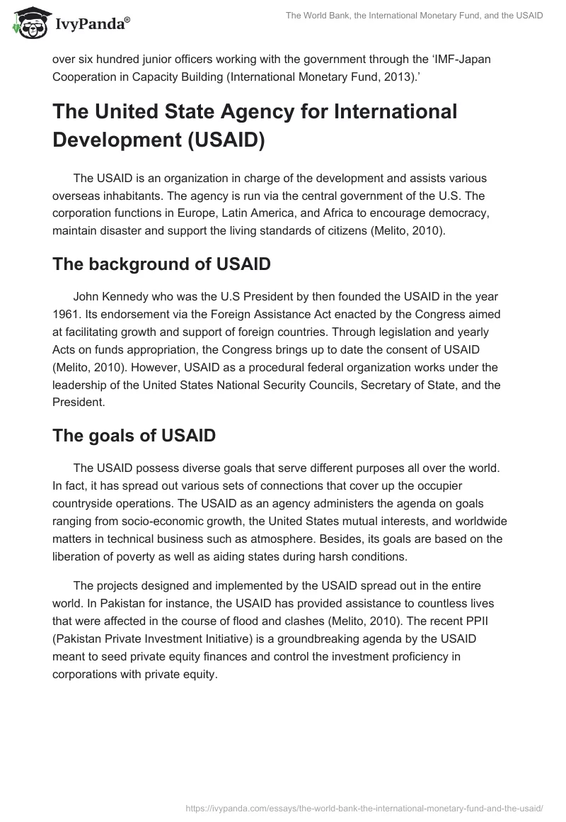The World Bank, the International Monetary Fund, and the USAID. Page 3