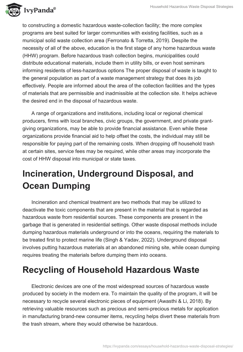 Household Hazardous Waste Disposal Strategies. Page 2