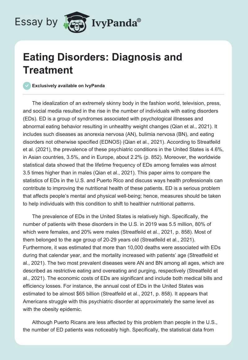 Eating Disorders: Diagnosis and Treatment. Page 1