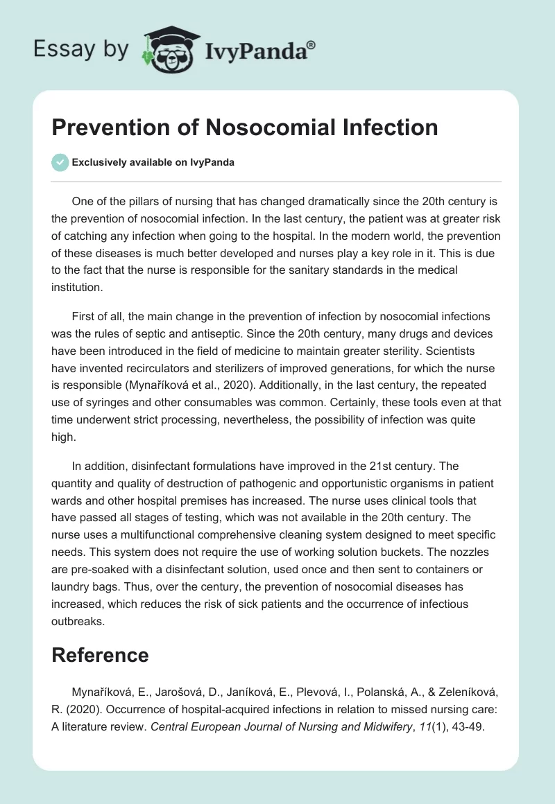 Prevention of Nosocomial Infection. Page 1