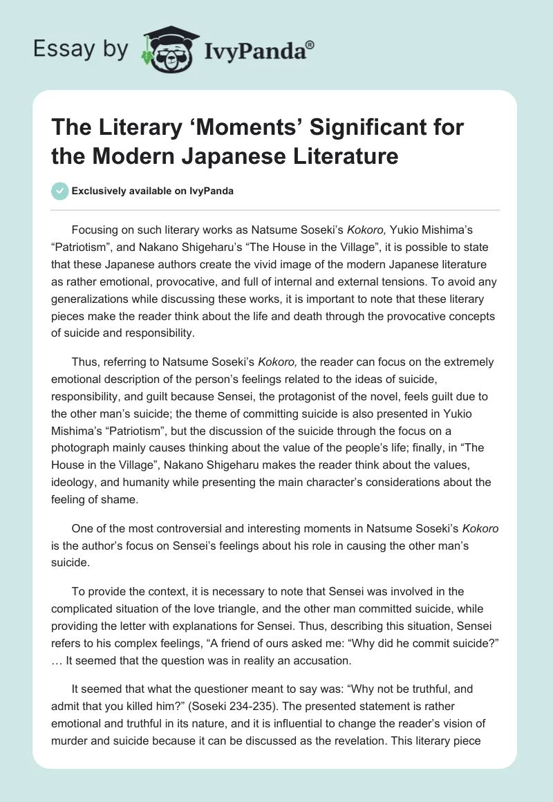 The Literary ‘Moments’ Significant for the Modern Japanese Literature. Page 1