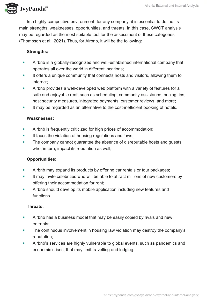 Airbnb: External and Internal Analysis. Page 2