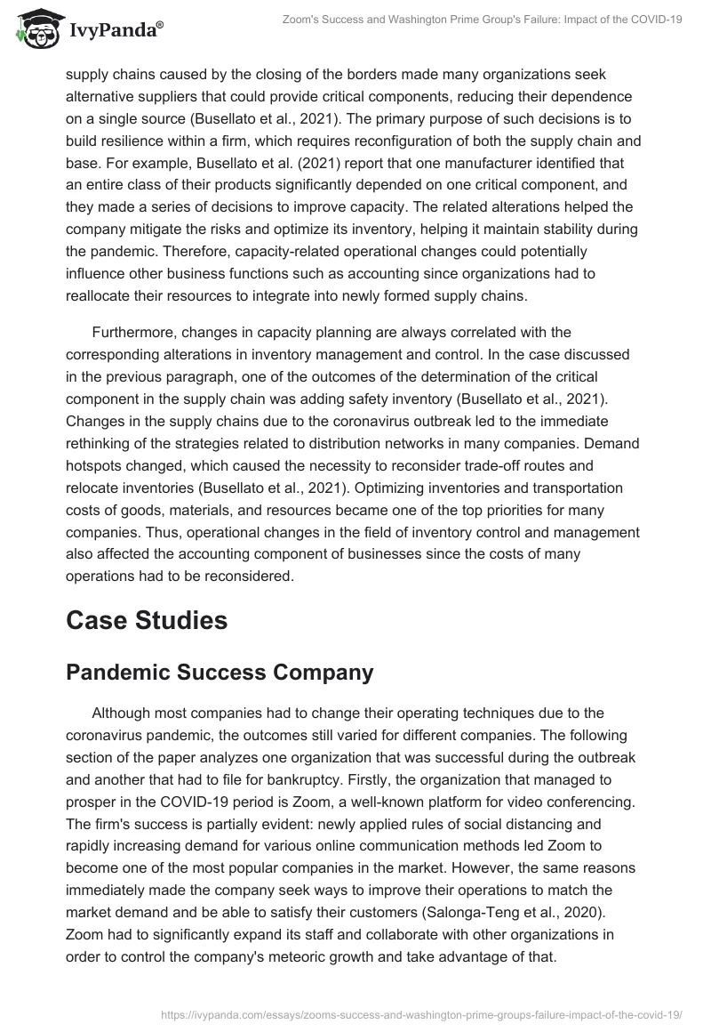Zoom's Success and Washington Prime Group's Failure: Impact of the COVID-19. Page 2