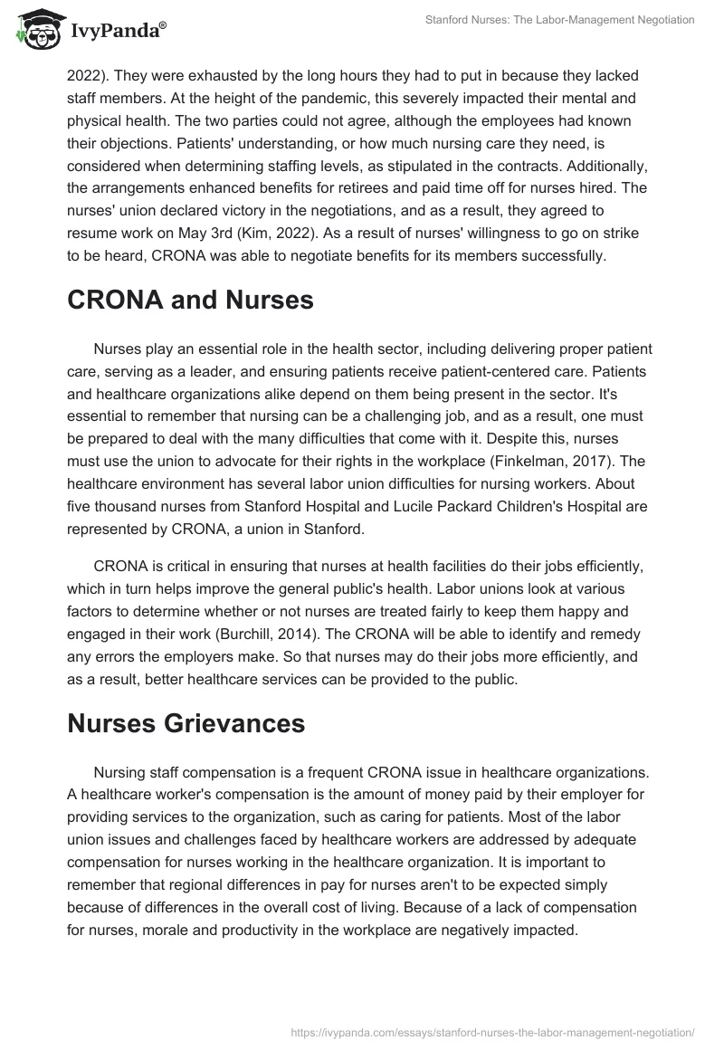 Stanford Nurses: The Labor-Management Negotiation. Page 2