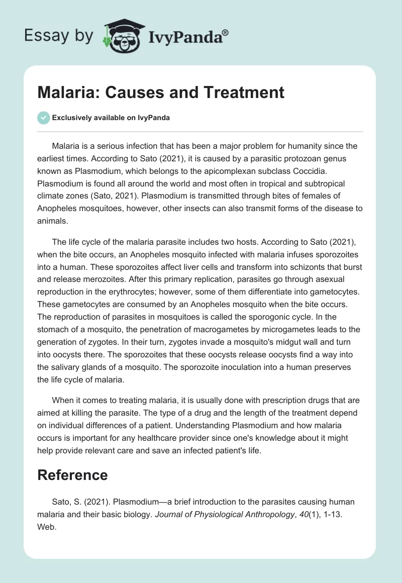 Malaria: Causes and Treatment. Page 1