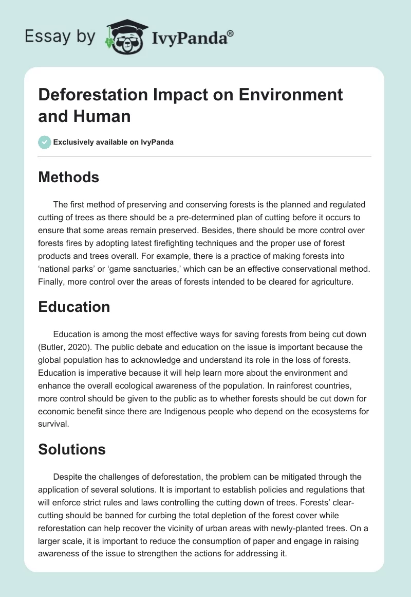 Deforestation Impact on Environment and Human. Page 1
