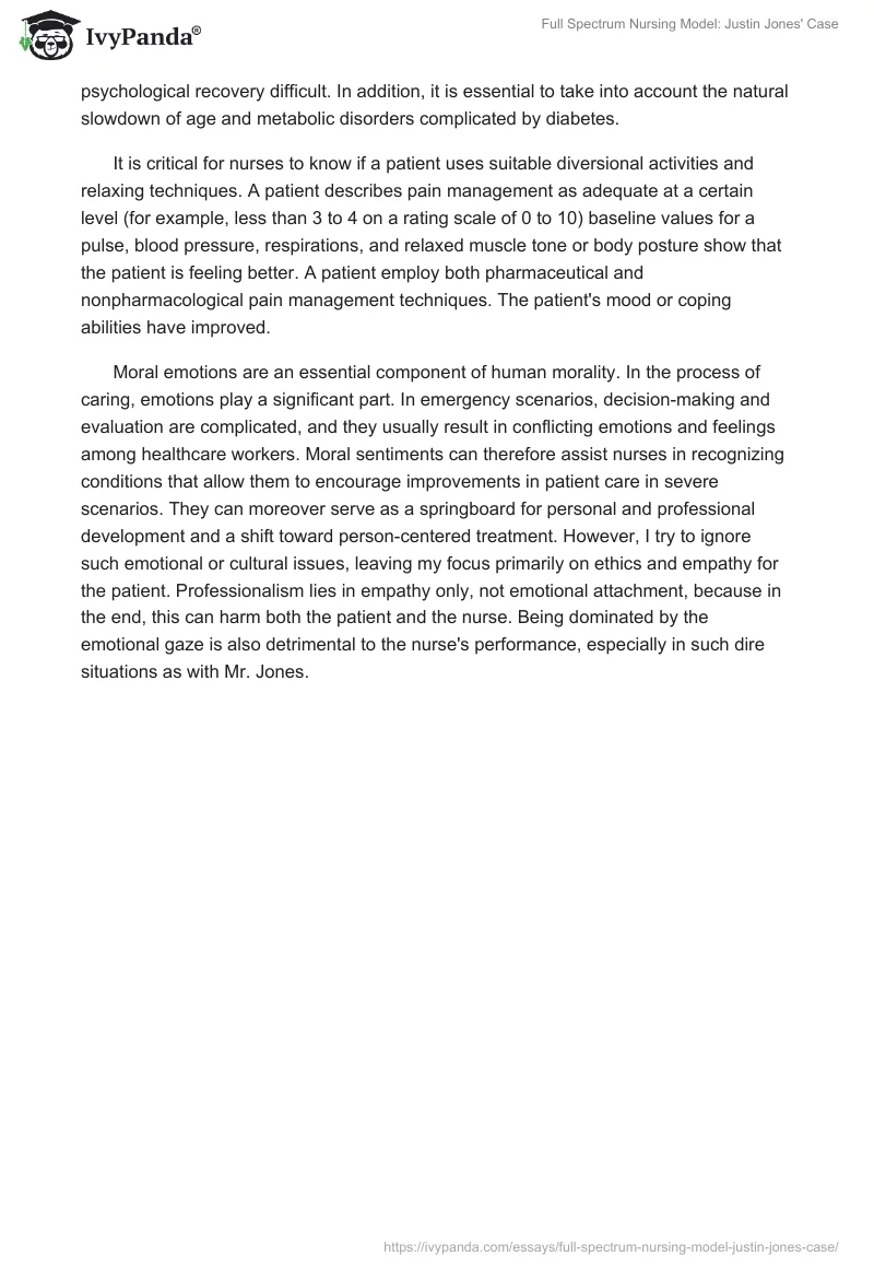Full Spectrum Nursing Model: Justin Jones' Case. Page 2