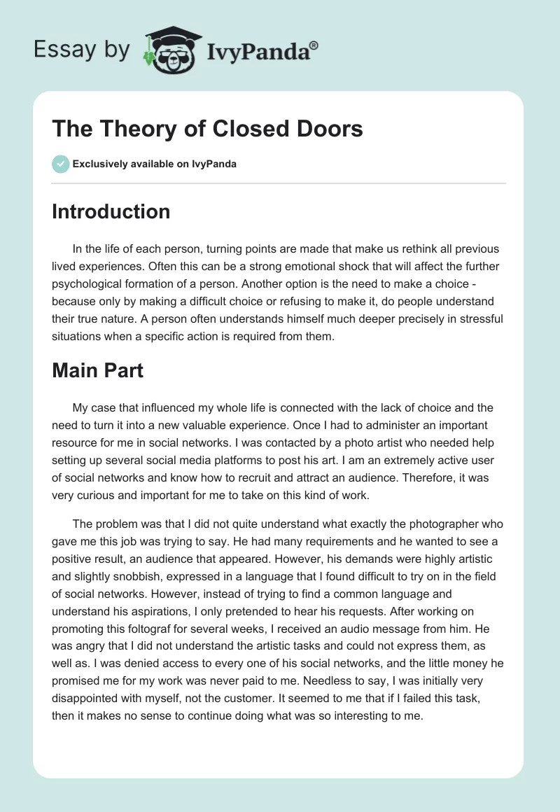 The Theory of Closed Doors. Page 1