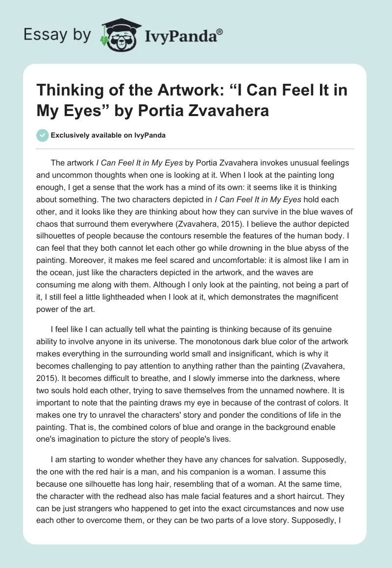 Thinking of the Artwork: “I Can Feel It in My Eyes” by Portia Zvavahera. Page 1