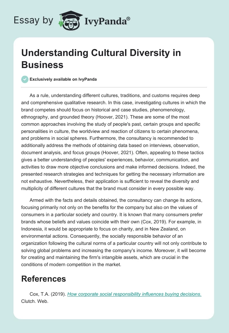 Understanding Cultural Diversity in Business. Page 1