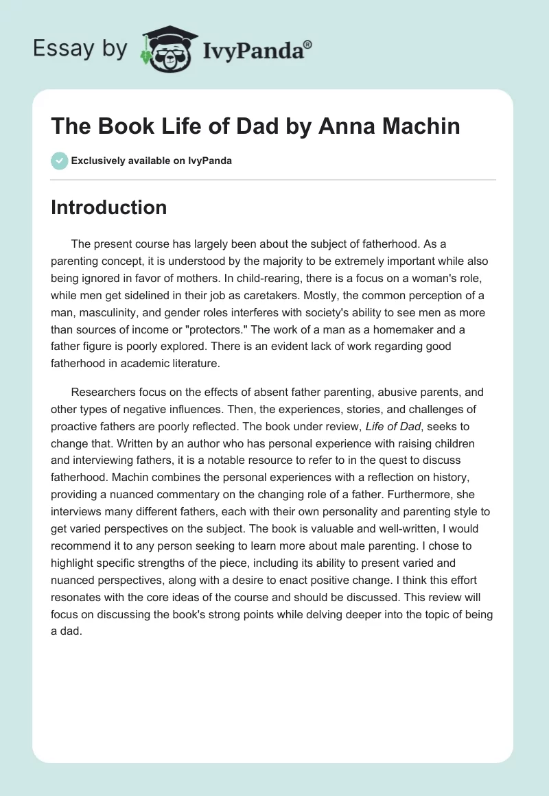 The Book "Life of Dad" by Anna Machin. Page 1